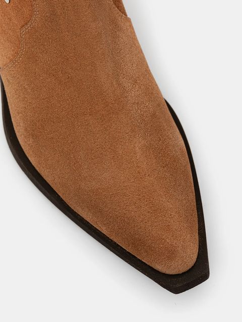 Answear.LAB kowbojki zamszowe kolor beżowy na słupku