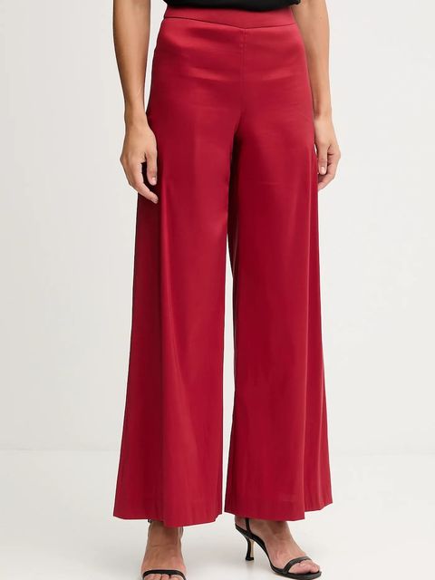 Pedro del Hierro spodnie damskie kolor bordowy szerokie high waist 7602521 - zdjęcie produktu nr 1