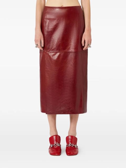 Sportmax slit-detail leather midi skirt - Red