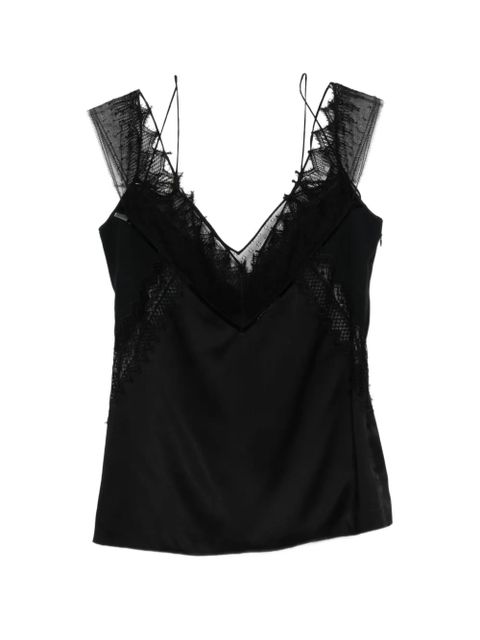 TOM FORD lace-trim satin top - Black - zdjęcie produktu nr 1