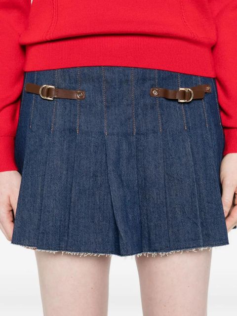 Maje pleated buckle-fastening mini skirt - Blue