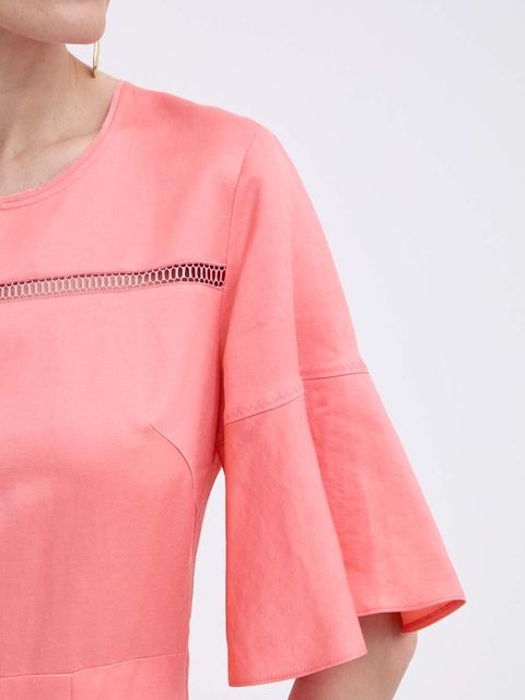 BOSS sukienka z domieszką lnu