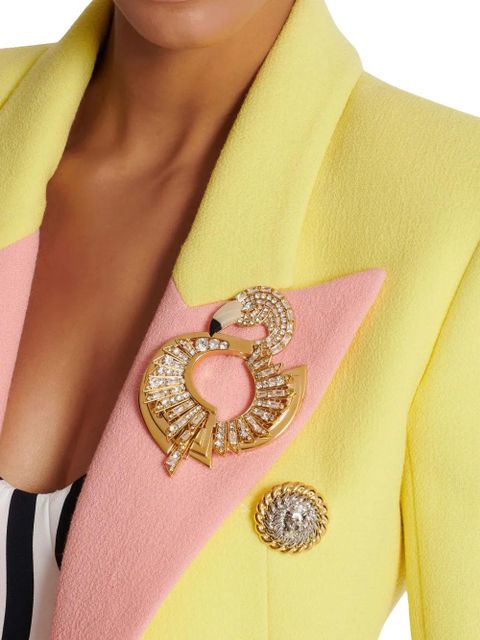 Balmain Flamingo crystal-embellished brooch - Gold