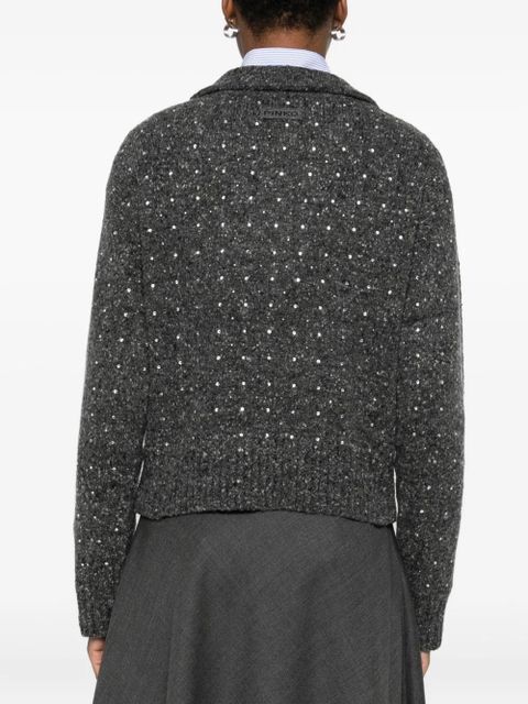 PINKO rhinetone-embellished collared sweater - Grey - zdjęcie produktu nr 2