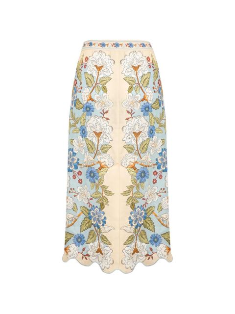 FARM Rio floral midi skirt - Blue