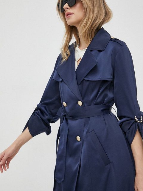 Guess płaszcz damski kolor granatowy przejściowy dwurzędowy - zdjęcie produktu nr 1