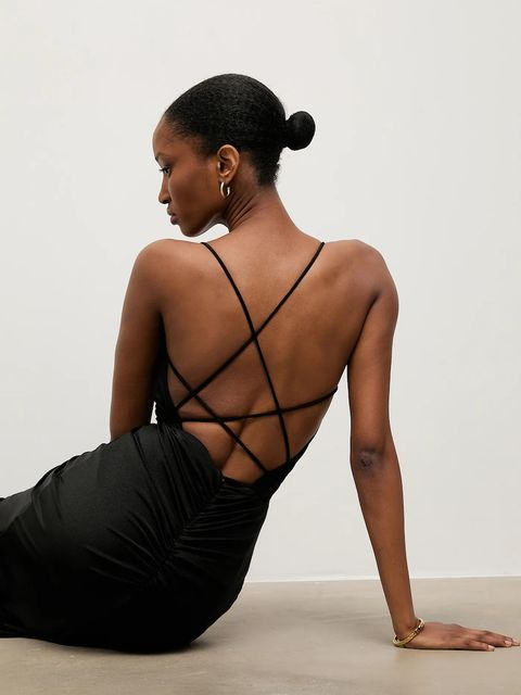 Answear.LAB sukienka kolor czarny maxi prosta