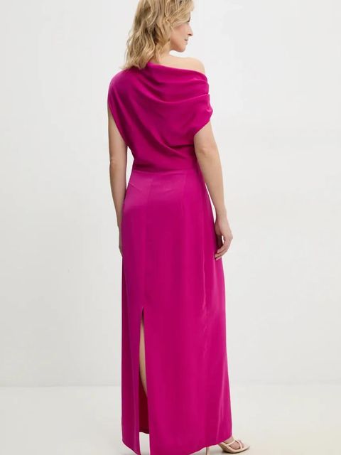 Answear.LAB sukienka kolor różowy maxi dopasowana