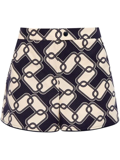 Moncler abstract-print cotton shorts - Blue - zdjęcie produktu nr 1