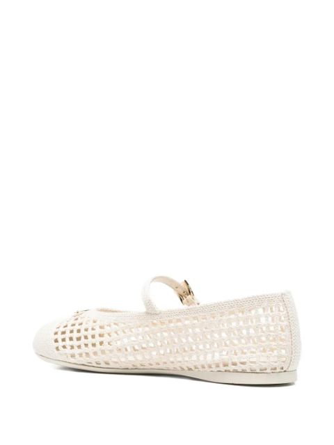 Prada crochet patch ballet flats - White