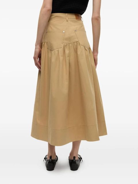 GANNI logo-patch skirt - Neutrals