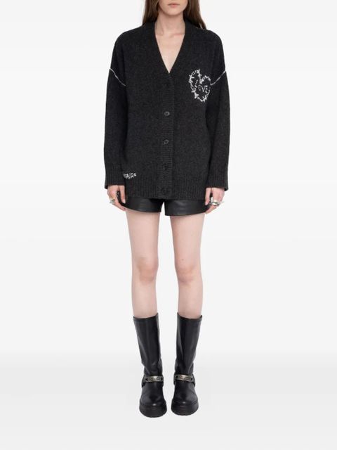 Zadig&Voltaire Arpa heart-embroidery cardigan - Grey