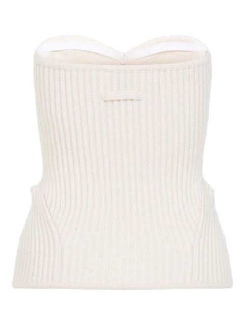 Jean Paul Gaultier ribbed sweetheart top - White - zdjęcie produktu nr 2