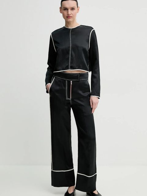 Day Birger et Mikkelsen bluzka z domieszką lnu Baryl damska kolor czarny gładka DAY65243652