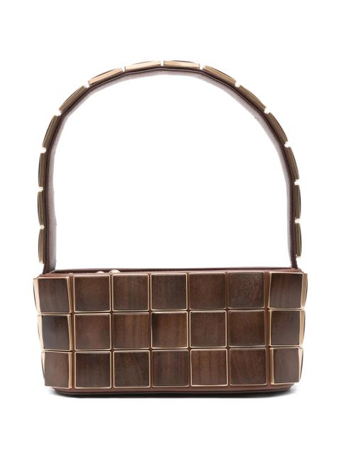 Cult Gaia Romy panelled-wood shoulder bag - Brown - zdjęcie produktu nr 1