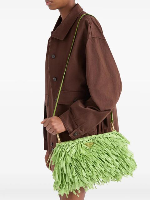 Prada medium fringed crochet clutch bag - Green