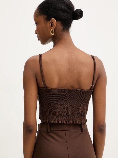 Haveone top damska kolor brązowy gładka RMI-P005 - zdjęcie produktu nr 2