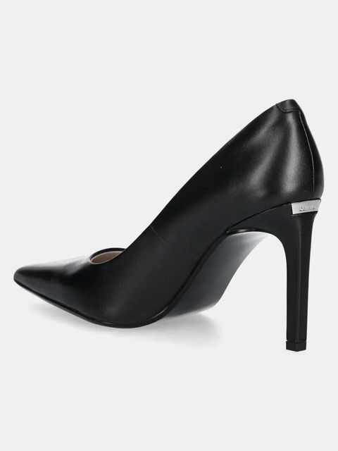 Calvin Klein szpilki skórzane HEEL PUMP 90 - LTH kolor czarny HW0HW02336