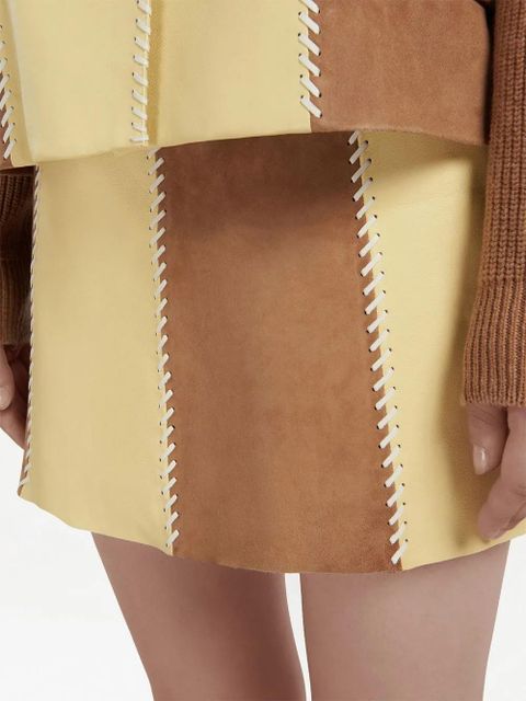 Marni panelled whipstitch-trim skirt - Brown