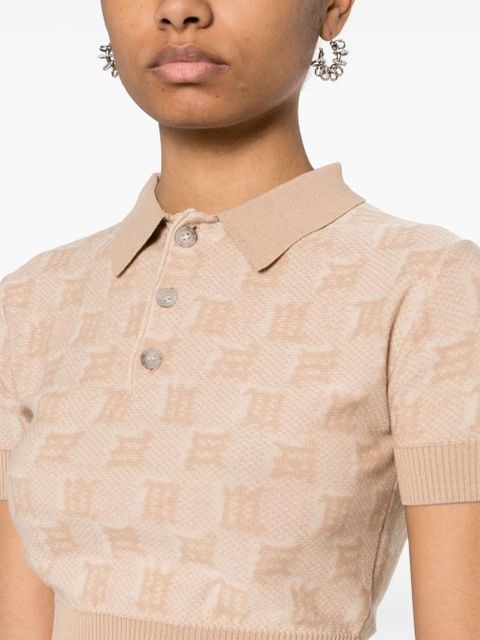MISBHV monogram-jacquard cropped polo shirt - Neutrals