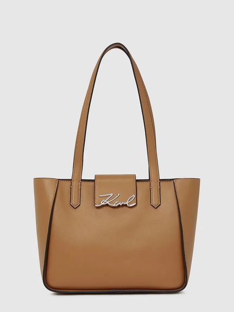 Karl Lagerfeld torebka skórzana K/SIGNATURE kolor brązowy A4W30066 - zdjęcie produktu nr 1