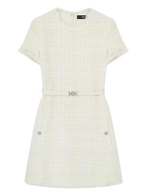 Versace check-pattern cotton mini dress - White - zdjęcie produktu nr 1