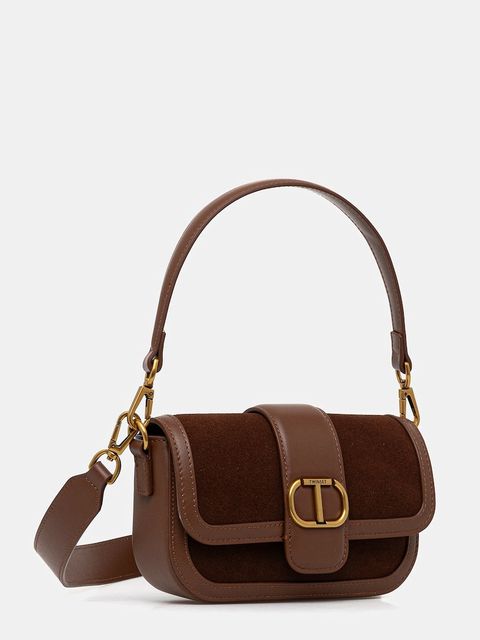 Twinset torebka skórzana kolor brązowy 252TD8371