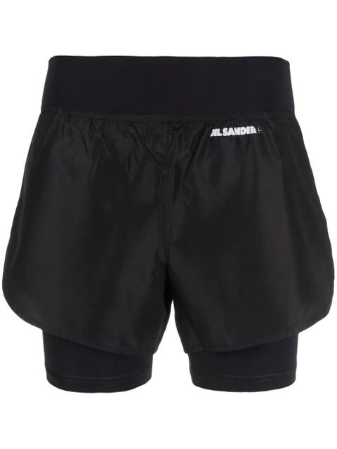 Jil Sander + logo-print layered shorts - Black - zdjęcie produktu nr 1