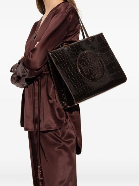 Tory Burch croc-embossed logo-detail tote bag - Brown - zdjęcie produktu nr 2