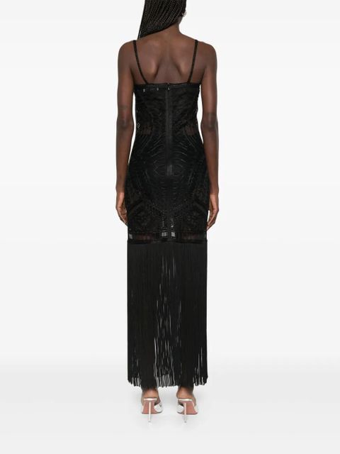 The Attico embroidered midi dress - Black