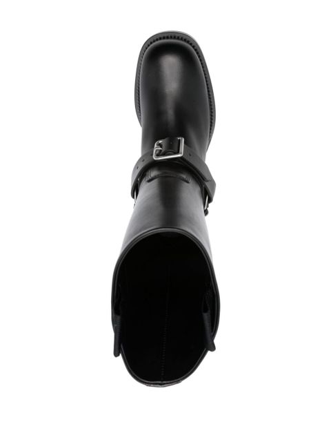 Burberry buckled-strap leather boots - Black