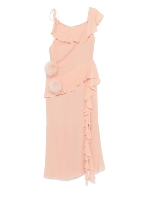 Blumarine ruffled-trim silk maxi dress - Neutrals - zdjęcie produktu nr 1