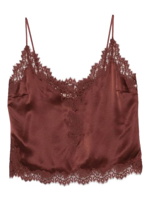 DÔEN lace-trimmed satin top - Brown - zdjęcie produktu nr 1