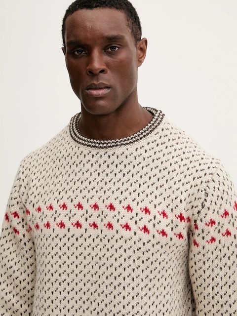 Mammut sweter wełniany Mammut x Cabourn Direttissima kolor beżowy ciepły 1014.07060