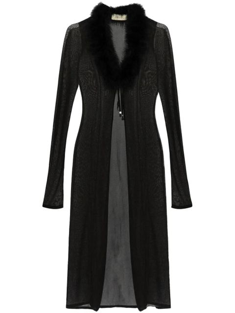 Blumarine feather-trim coat - N0990 BLACK - zdjęcie produktu nr 1