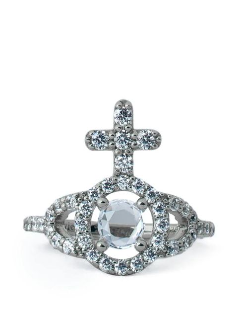 Vivienne Westwood cross orb crystal ring - Silver - zdjęcie produktu nr 1