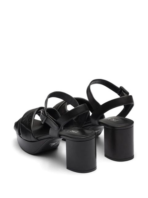Prada 65mm quilted leather sandals - Black