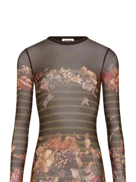 Jean Paul Gaultier Marini Re Grape striped floral mesh maxi dress - Brown - zdjęcie produktu nr 2