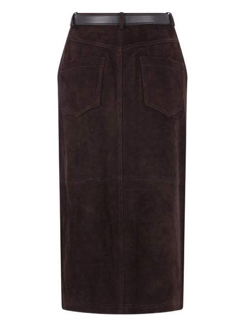 Self-Portrait button belted skirt - Brown