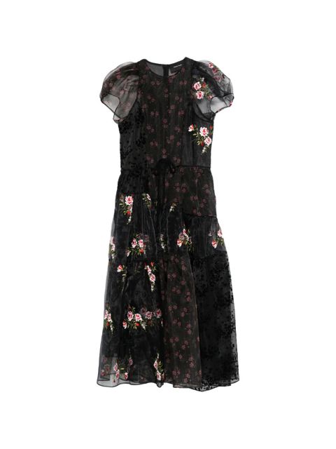 Simone Rocha puff-sleeve patchwork dress - Black - zdjęcie produktu nr 1