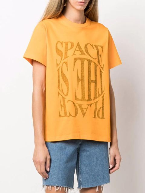 GANNI slogan print T-shirt - Orange