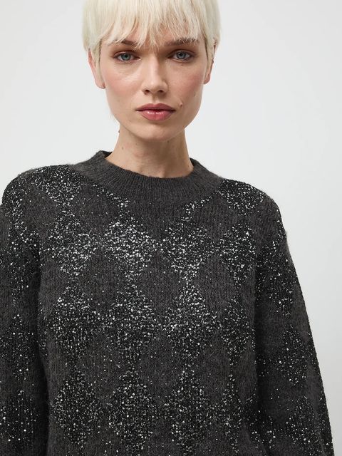 Medicine sweter z domieszką wełny damski kolor szary ciepły