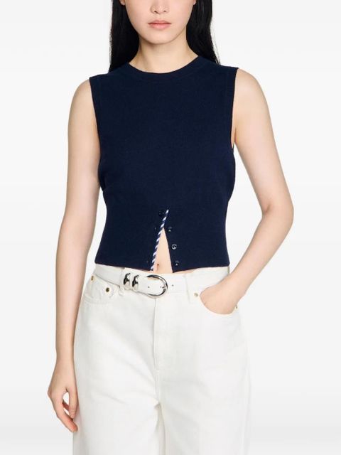 SANDRO cropped striped knit top - Blue