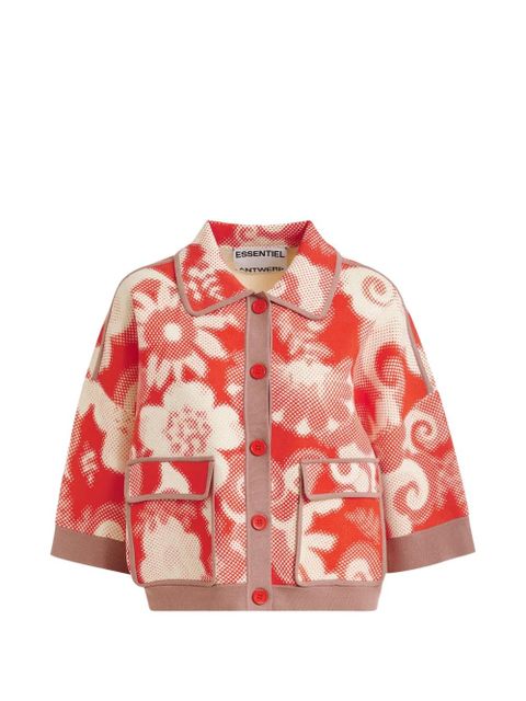 Essentiel Antwerp Joly floral-detail pocket cardigan - Red - zdjęcie produktu nr 1