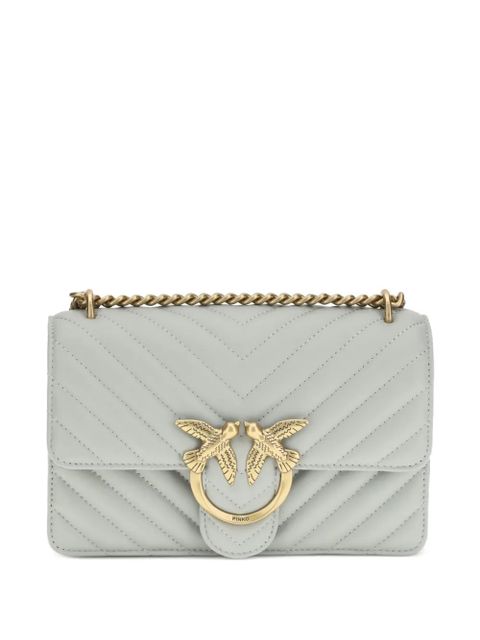 PINKO Love chevron bird-ring leather shoulder bag - Grey - zdjęcie produktu nr 1