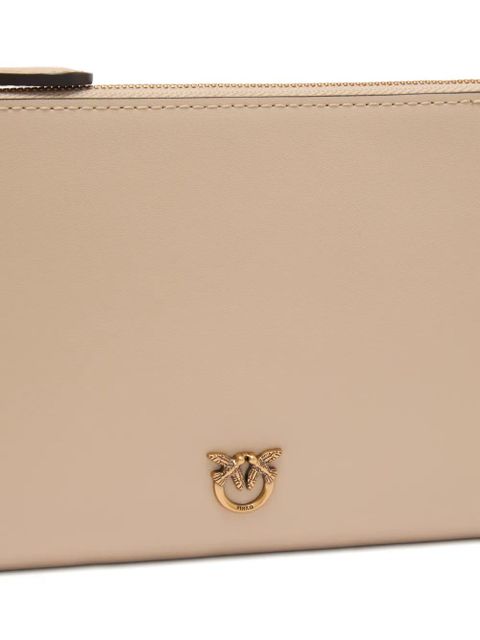 PINKO Love Birds logo clutch bag - Neutrals