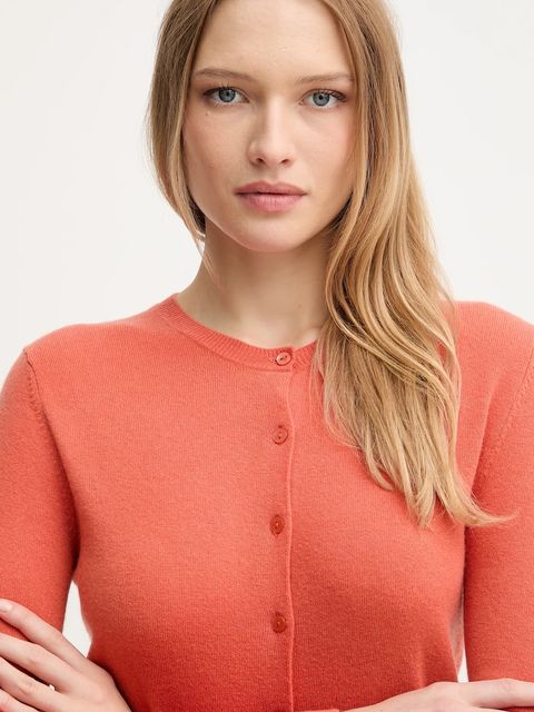 United Colors of Benetton kardigan wełniany kolor pomarańczowy lekki