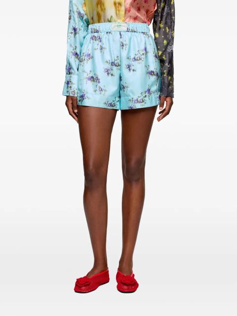 GANNI floral-print shorts - Blue
