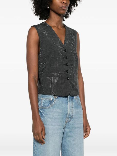 Alexander Wang buttoned v-neck top - Grey