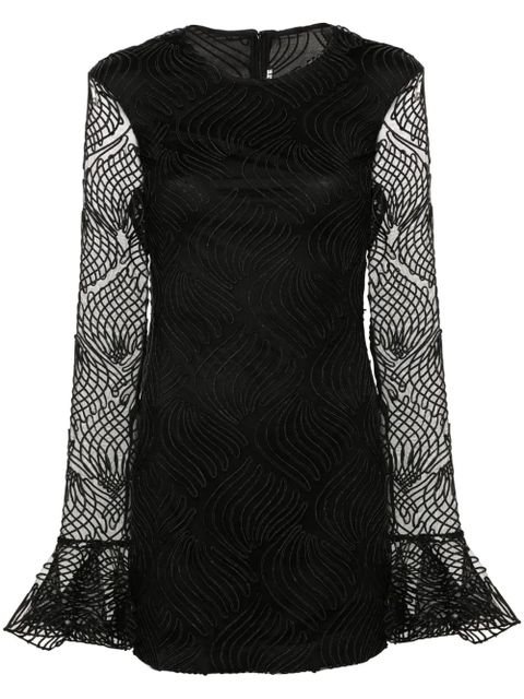 ROTATE BIRGER CHRISTENSEN shiny flounce mini dress - Black - zdjęcie produktu nr 1